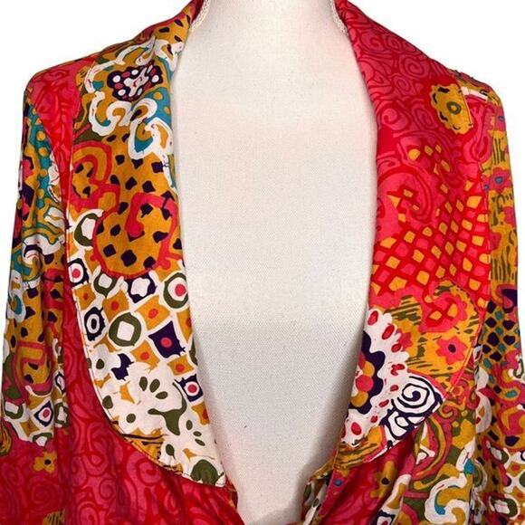 Mishca Size Medium Blouse Tie Front Blouse Top Boho Artsy Cotton Shirt - Picture 3 of 8